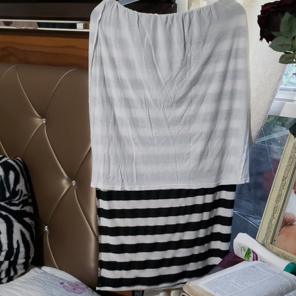 bobeau maxi skirt black and white stripe size M - Picture 8 of 8